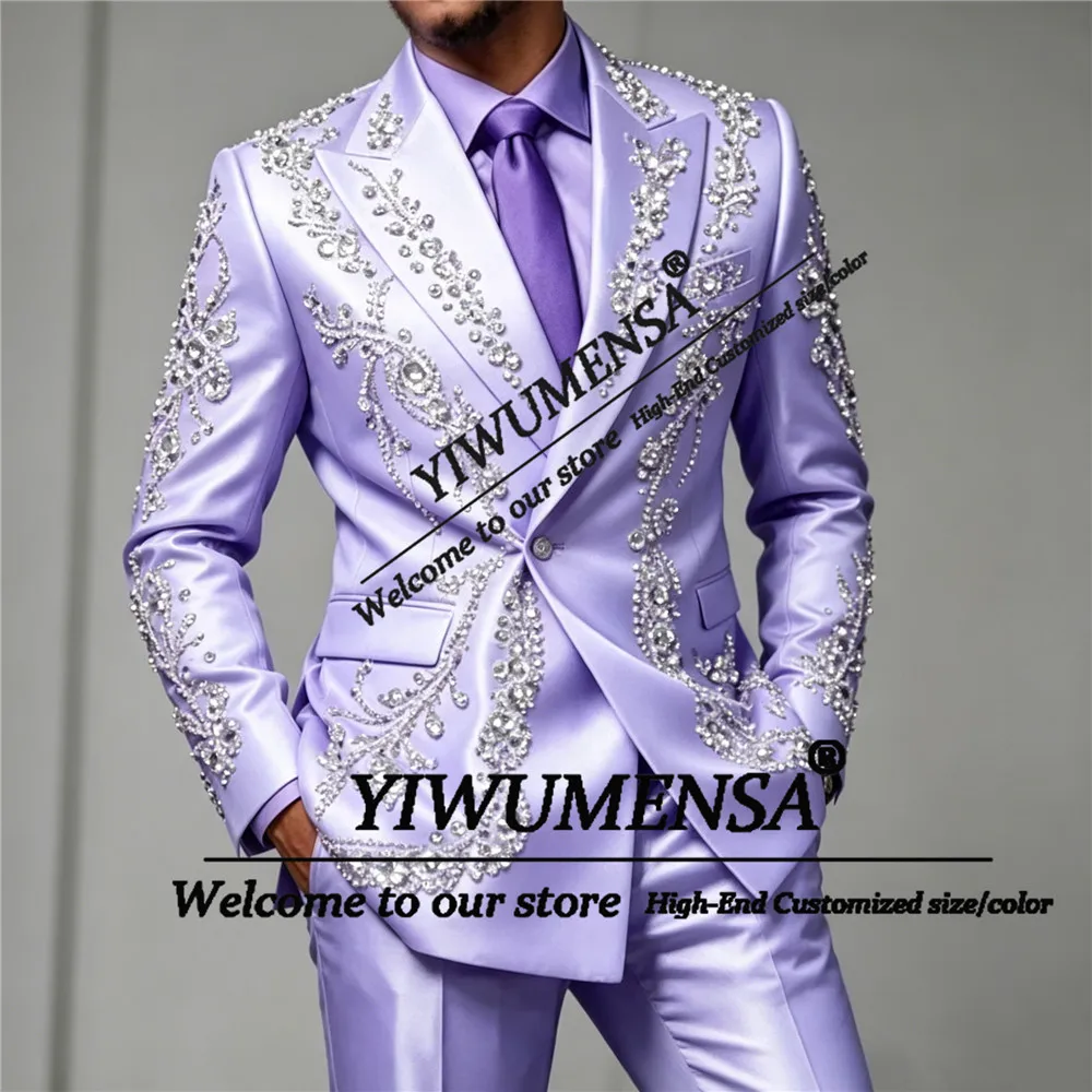 Brilliant Suit Men For Wedding Sparkly Diamond Beaded Jacket Pants 2 Piece Set Grom Tuxedos Customized Man Business Party Outfit
Brilliant Suit Men For Wedding Sparkly Diamond Beaded Jacket Pants 2 Piece Set Grom Tuxedos Customized Man Business Party Outfit