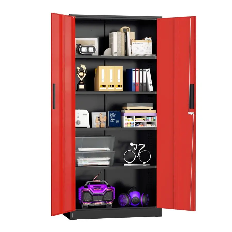 Металлические шкафы для хранения, 71, шкаф для хранения с запирающейся дверью, высокий гаражный шкаф с 2 дверцами и 4 регулируемыми полками для дома
Металлические шкафы для хранения, 71, шкаф для хранения с запирающейся дверью, высокий гаражный шкаф с 2 дверцами и 4 регулируемыми полками для дома