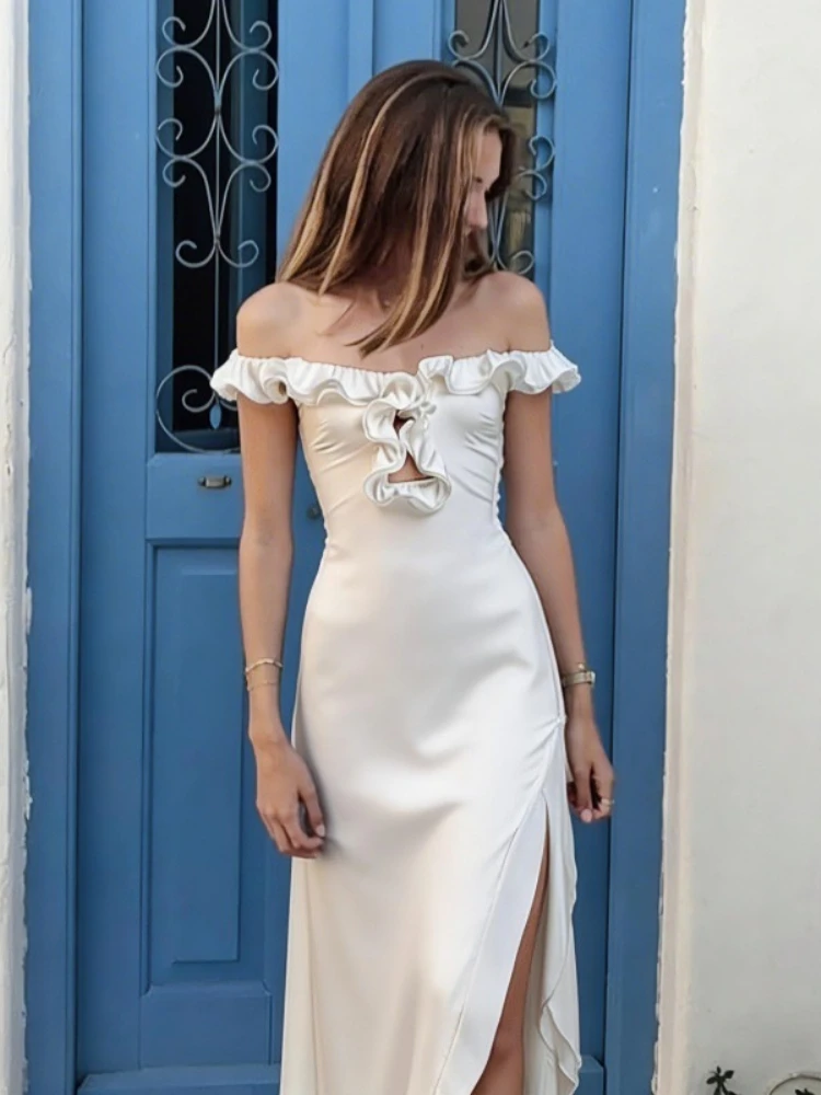 FDYOUI Women's Summer Slash Neck Sleeveless Ruffles Wedding Guest Dress 2026 Female Off Shoulder Slit Party Evening Prom Dresses
FDYOUI Women's Summer Slash Neck Sleeveless Ruffles Wedding Guest Dress 2026 Female Off Shoulder Slit Party Evening Prom Dresses