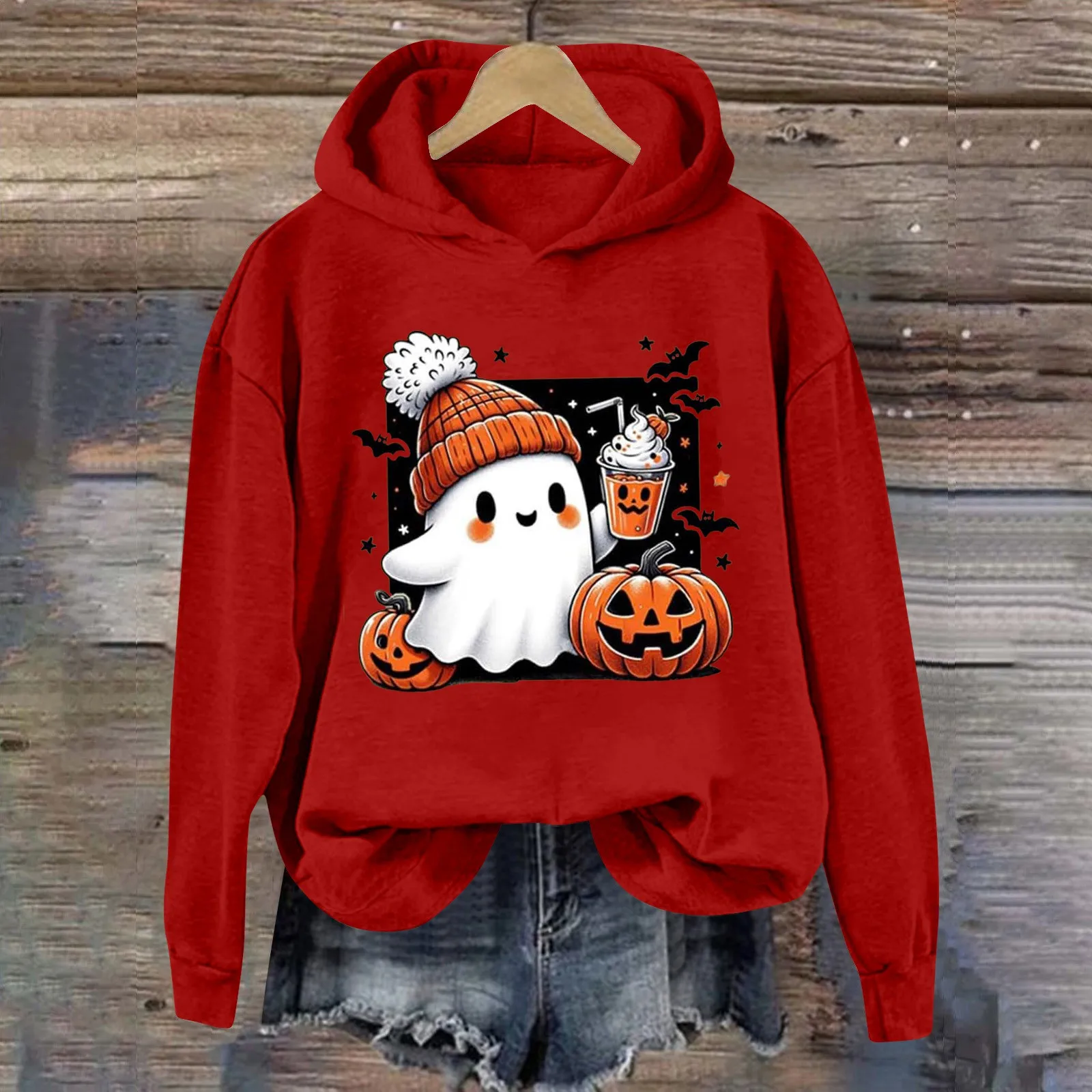 Cute Ghost Print Ladies Halloween Hoodie Solid Color Simple Fashion Casual Pullover Winter Comfortable Warm All Match Hoodie
Cute Ghost Print Ladies Halloween Hoodie Solid Color Simple Fashion Casual Pullover Winter Comfortable Warm All Match Hoodie