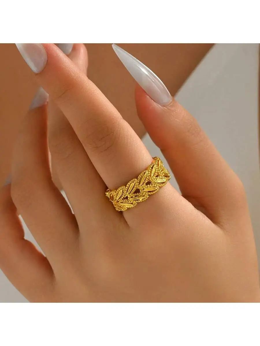 Hollow Olive Leaf Wheat Design Fashion Ring For Women
Hollow Olive Leaf Wheat Design Fashion Ring For Women