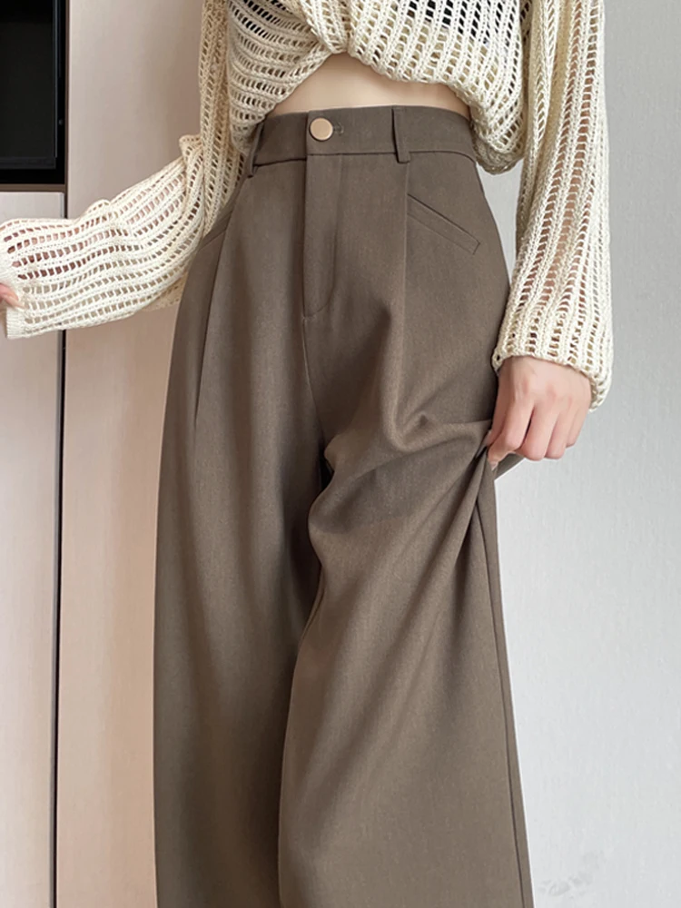 Coffee Color High Waist Slim Fit Trousers for Women Korean Style Commute Fashion Simple Design Wide Leg Pants Polyester Fiber
Coffee Color High Waist Slim Fit Trousers for Women Korean Style Commute Fashion Simple Design Wide Leg Pants Polyester Fiber
