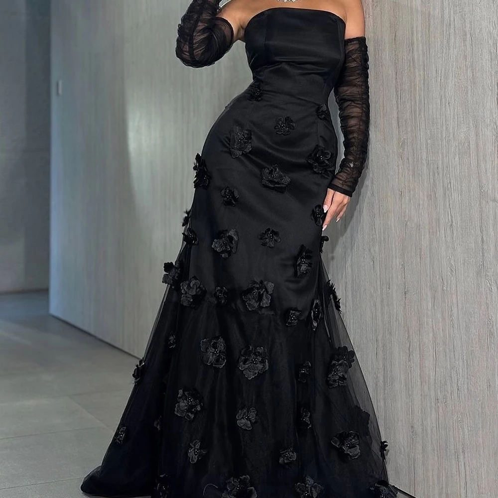 Formal Beading Flowers Detachable Sleeve Satin Evening Dress Fashion Straight Floor Length Strapless Long Sleeves Party Dress
Formal Beading Flowers Detachable Sleeve Satin Evening Dress Fashion Straight Floor Length Strapless Long Sleeves Party Dress