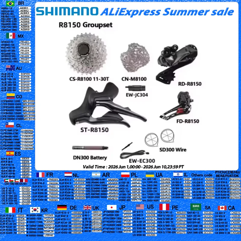 Shimano ULTEGRA R8150 Di2 Electronic Groupset 2x12S R8150 Front/Rear Derailleur Cassette DN300 EC300 R8150 Road Bicycle Di2 Set
Shimano ULTEGRA R8150 Di2 Electronic Groupset 2x12S R8150 Front/Rear Derailleur Cassette DN300 EC300 R8150 Road Bicycle Di2 Set