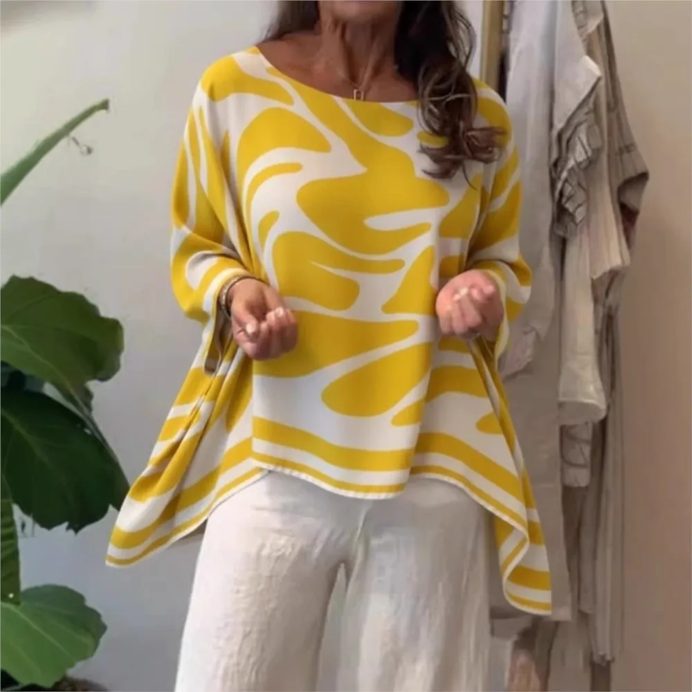 Summer Casual O Neck Printed Chiffon Women Tops New Fashion Loose Irregular Female Temperament Office Long-sleeved Chiffon Shirt
Summer Casual O Neck Printed Chiffon Women Tops New Fashion Loose Irregular Female Temperament Office Long-sleeved Chiffon Shirt