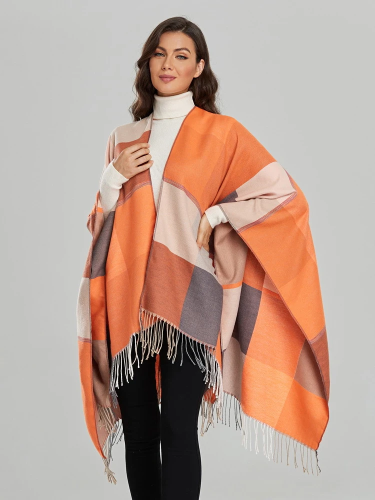 New Imitation Cashmere Women Plaid Tassel Vintage Poncho Split Scarf Winter Warm Shawl Wrap Female knitted Cloak Thick Blanket
New Imitation Cashmere Women Plaid Tassel Vintage Poncho Split Scarf Winter Warm Shawl Wrap Female knitted Cloak Thick Blanket
