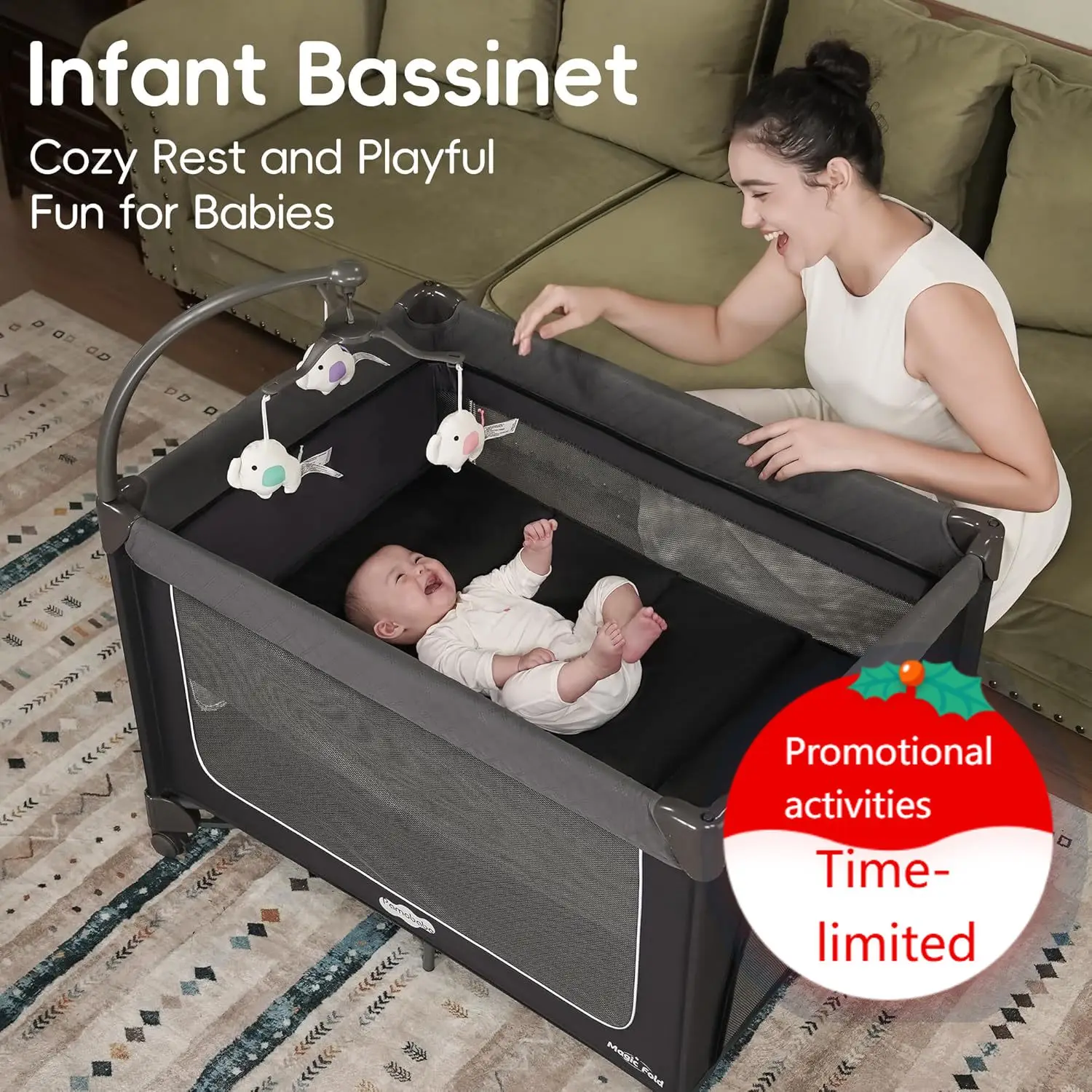 Pamo Babe Magic Fold Pack and Play with Bassinet 1 Step Set Foldable Playards Baby Playard with Changing Table Portable Playpen
Pamo Babe Magic Fold Pack and Play with Bassinet 1 Step Set Foldable Playards Baby Playard with Changing Table Portable Playpen