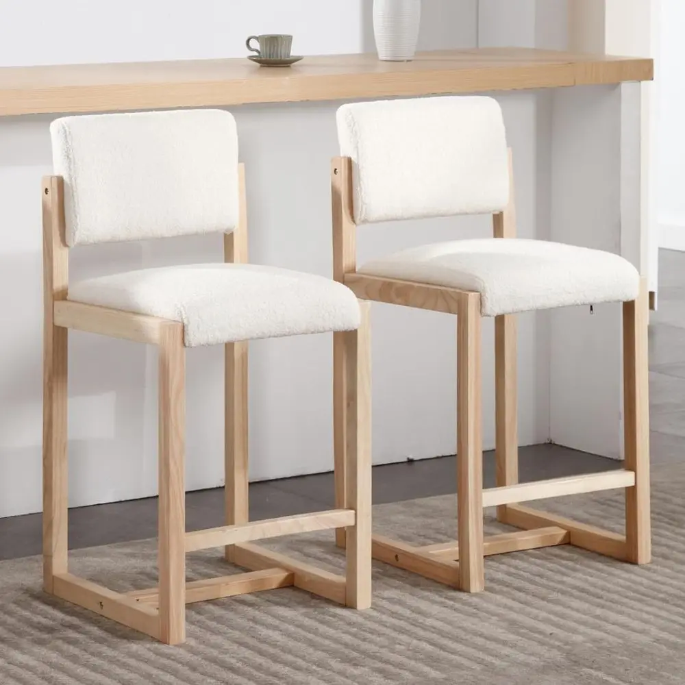 ern Bar Stools Set o 2, 26" Counter Height Barstools, Sherpa Upholstered Kitchen Island Chair with Wood Legs or Home Bar Coee Sh
ern Bar Stools Set o 2, 26" Counter Height Barstools, Sherpa Upholstered Kitchen Island Chair with Wood Legs or Home Bar Coee Sh