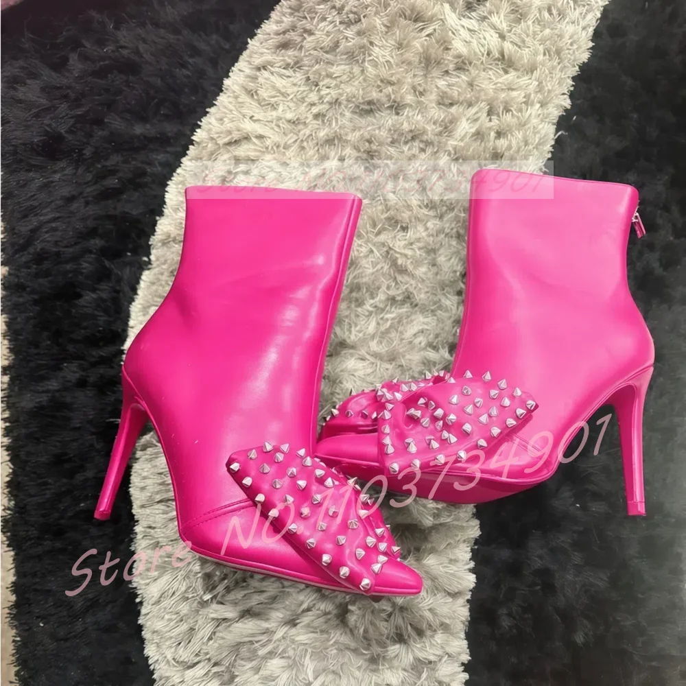 Pink Butterfly-knot Women Rivets Booties With Pink Sole Sexy Pointed Toe High Heels Studded Shoes Ladies Punk Classy Ankle Boots
Pink Butterfly-knot Women Rivets Booties With Pink Sole Sexy Pointed Toe High Heels Studded Shoes Ladies Punk Classy Ankle Boots