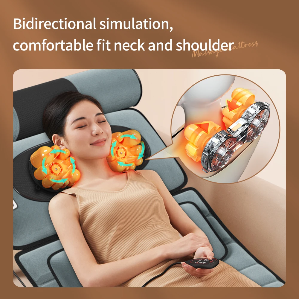Massage Mat with Heat 10 Vibrating Nodeswith Adjustable Pillows Heating Pads, Full Body Massager for Neck and Back Muscle relax
Massage Mat with Heat 10 Vibrating Nodeswith Adjustable Pillows Heating Pads, Full Body Massager for Neck and Back Muscle relax