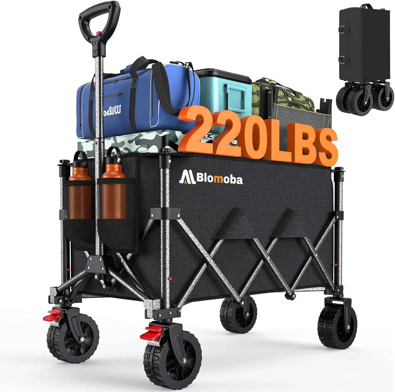 150L Wagon Cart Foldable with Wider Wheels Collapsible Beach Wagon with Auto Rebound Handle 220lbs Utility Grocery Shopping Cart
150L Wagon Cart Foldable with Wider Wheels Collapsible Beach Wagon with Auto Rebound Handle 220lbs Utility Grocery Shopping Cart