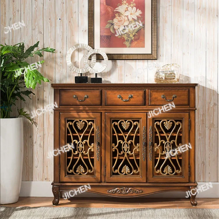 JC Shoe cabinet vintage solid wood hollow multi-layer shoe rack walnut foyer entrance cabinet
JC Shoe cabinet vintage solid wood hollow multi-layer shoe rack walnut foyer entrance cabinet