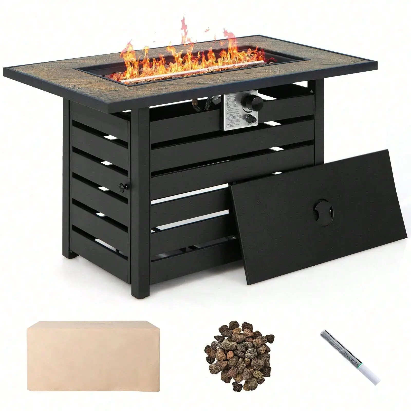 42" Gas Fire Pit Table 50,000 BTU Rectangular Propane Firepit w/Waterproof Cover
42" Gas Fire Pit Table 50,000 BTU Rectangular Propane Firepit w/Waterproof Cover