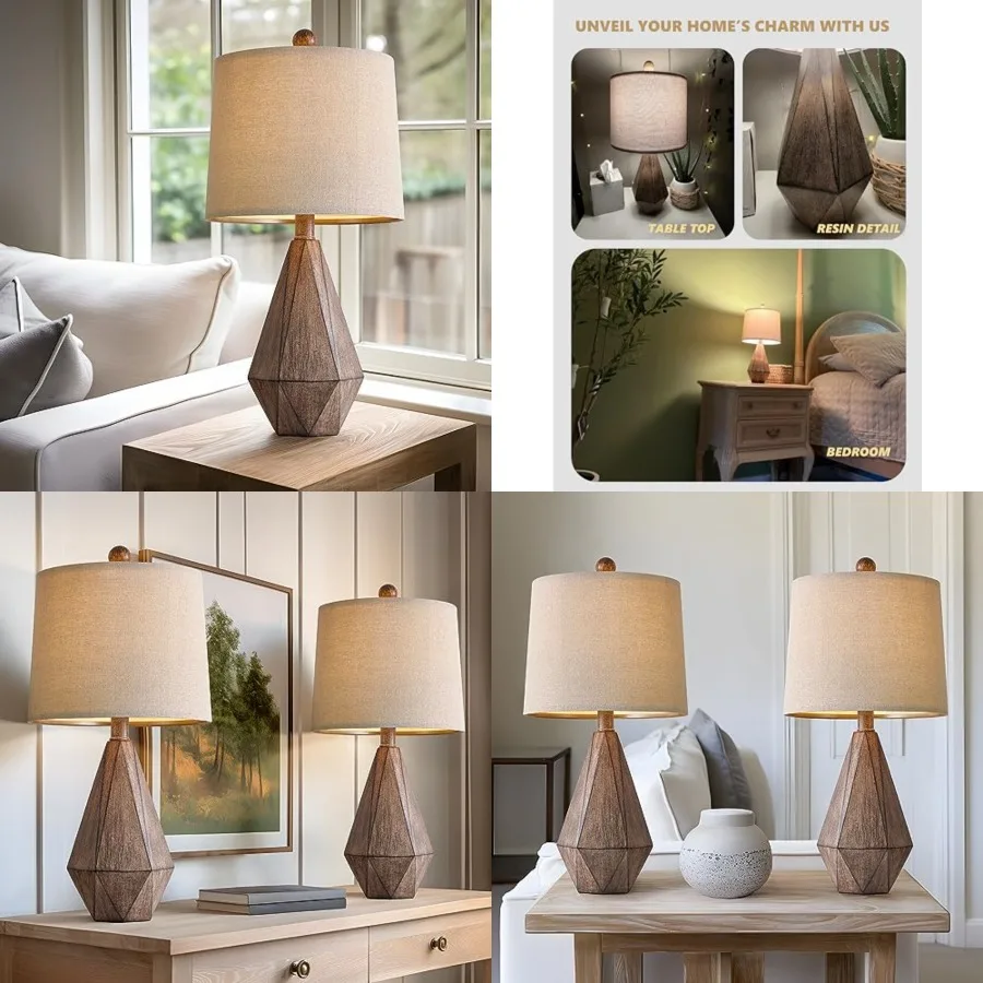 20.25" Retro Farmhouse Table Lamp Set of 2 - Living Room and Bedroom Rustic Linen Bedside Nightstand Lamps for,Study, Office -
20.25" Retro Farmhouse Table Lamp Set of 2 - Living Room and Bedroom Rustic Linen Bedside Nightstand Lamps for,Study, Office -