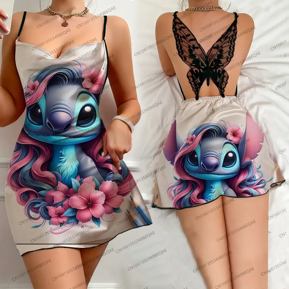 Disney Lilo and Stitch Print Female Dress 2025 Summer Elegant Backless Party Nightdress Crew Neck Sexy Butterfly Lace Skirt
Disney Lilo and Stitch Print Female Dress 2025 Summer Elegant Backless Party Nightdress Crew Neck Sexy Butterfly Lace Skirt