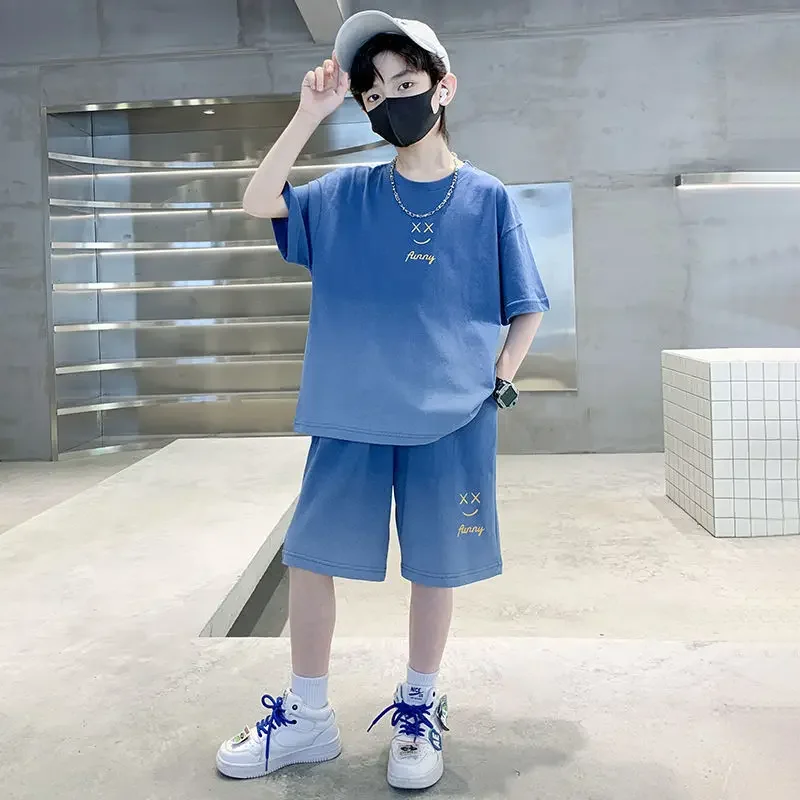Summer Teenage Boy Clothes Set Children Girls Gradient Tshirts and Shorts 2 Pieces Suit Kid Top Bottom Fashion Outfits Tracksuit
Summer Teenage Boy Clothes Set Children Girls Gradient Tshirts and Shorts 2 Pieces Suit Kid Top Bottom Fashion Outfits Tracksuit