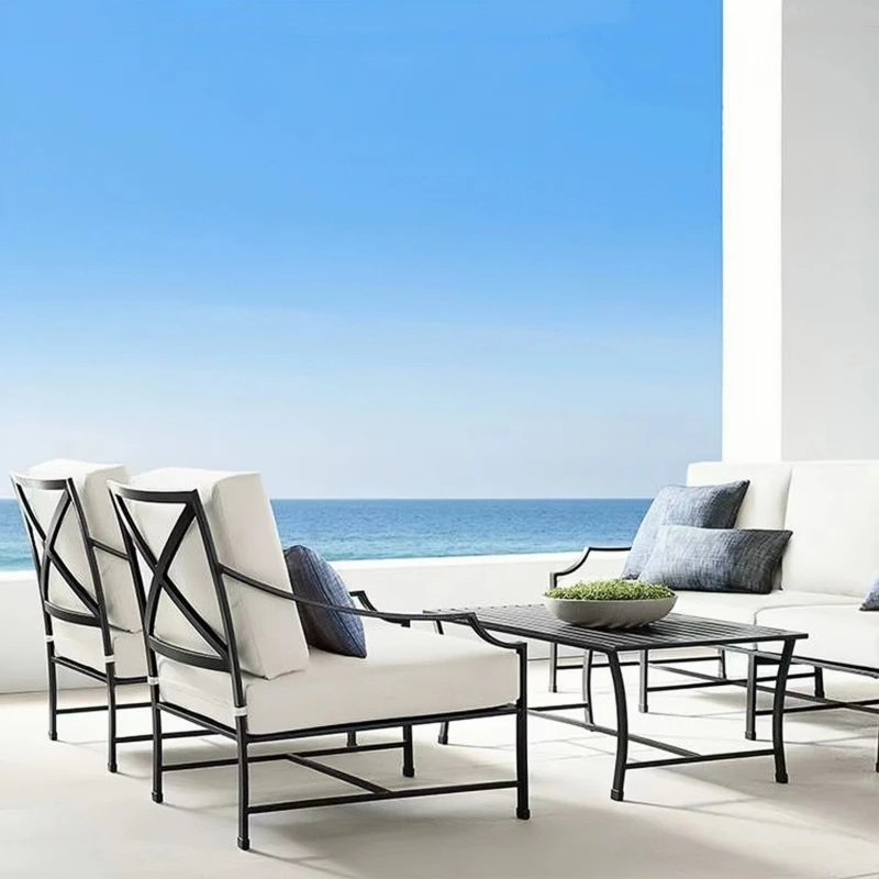 Garden courtyard open-air sofa combination balcony hotel waterproof and sunscreen simple outdoor wrought iron sofa
Garden courtyard open-air sofa combination balcony hotel waterproof and sunscreen simple outdoor wrought iron sofa