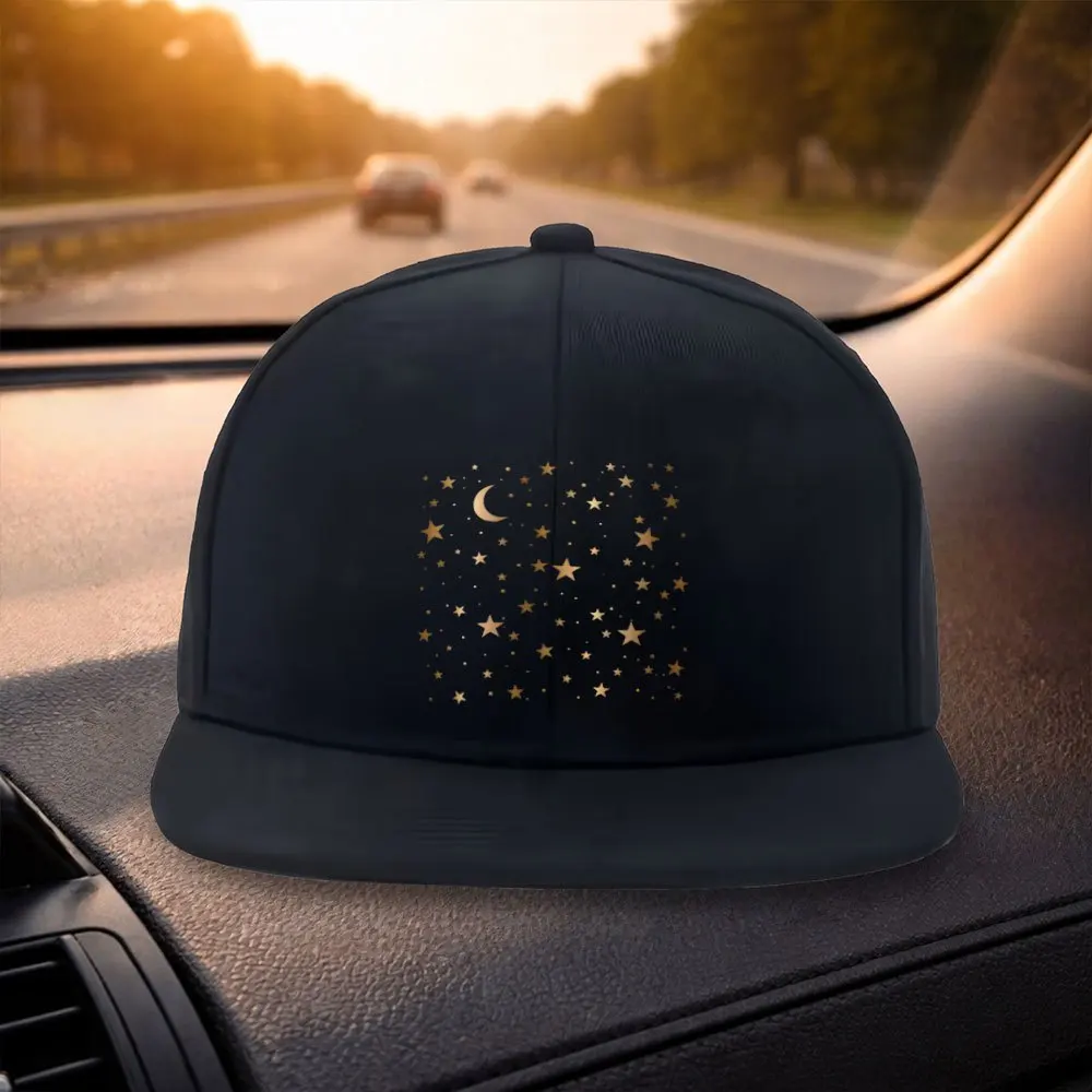 Unisex Classic Flat Brim Baseball Cap Fashionable Golden Star And Pattern Design Black Casual Hat Suitable for Outdoor Activi
Unisex Classic Flat Brim Baseball Cap Fashionable Golden Star And Pattern Design Black Casual Hat Suitable for Outdoor Activi