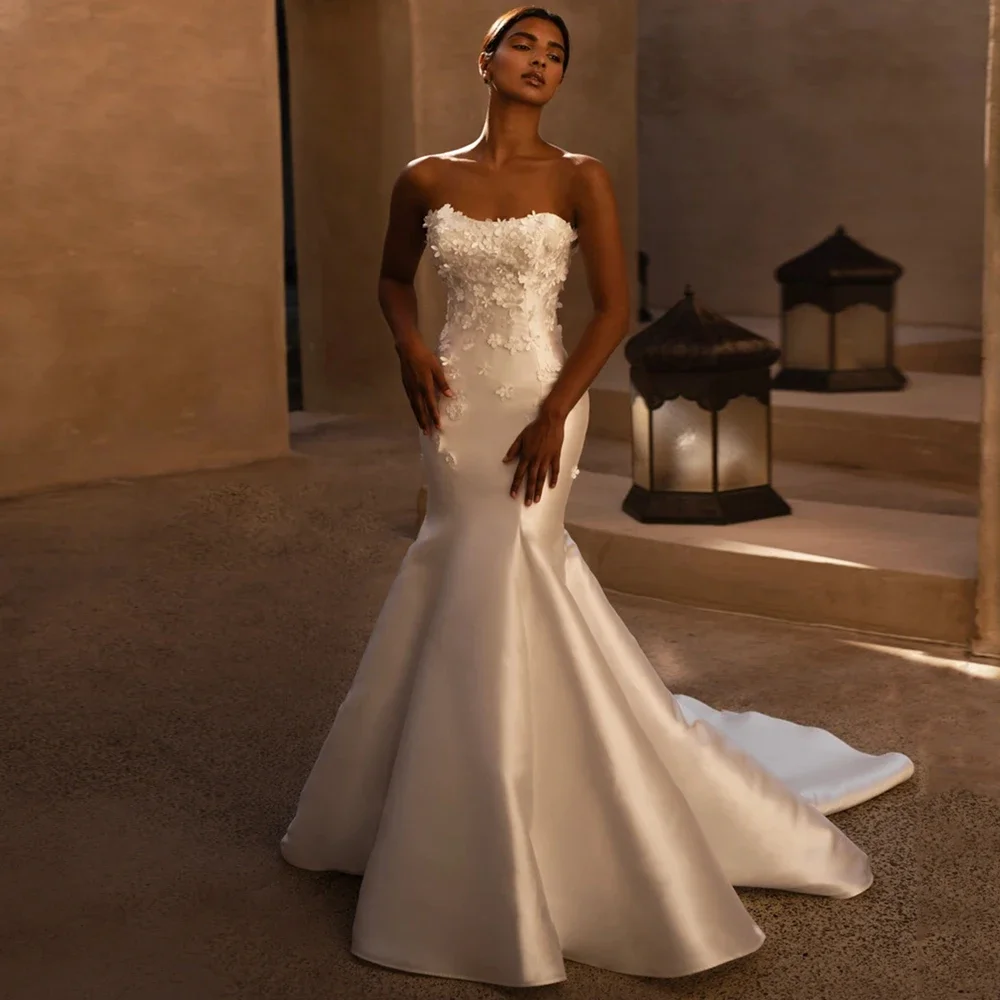 Flavinke Customized Wedding Dresses Sweetheart Sleeveless Backless Sweep Train Satin Mermaid Bridal Gown Bride Vestido De Noiva
Flavinke Customized Wedding Dresses Sweetheart Sleeveless Backless Sweep Train Satin Mermaid Bridal Gown Bride Vestido De Noiva