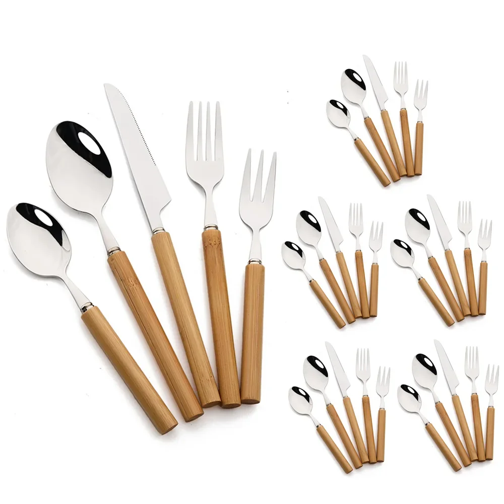 30Pcs Wooden Handle Dinnerware Set Stainless Steels Cutlery Set Knife Fork Spoon Dinner Tableware Set Western Kitchen Flatware
30Pcs Wooden Handle Dinnerware Set Stainless Steels Cutlery Set Knife Fork Spoon Dinner Tableware Set Western Kitchen Flatware