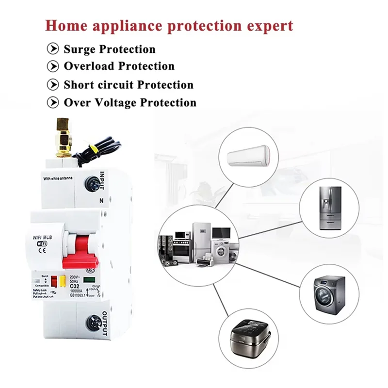 TFTP-Wifi Circuit Switch Smart Breaker 25A 1P Remote Control Timing Switch Delay Automatic Lock Intelligent Recloser
TFTP-Wifi Circuit Switch Smart Breaker 25A 1P Remote Control Timing Switch Delay Automatic Lock Intelligent Recloser