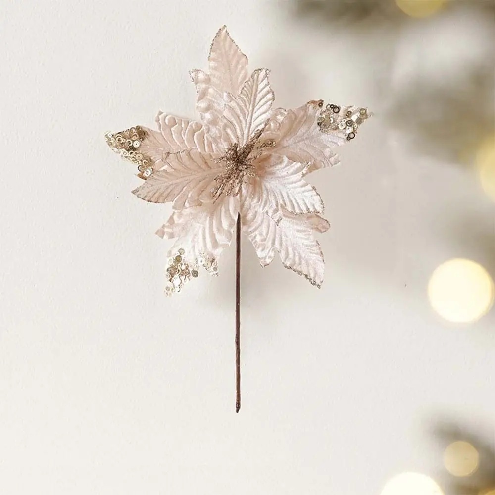 25cm Christmas Poinsettia Glitter Flower Sequins Flocking Artificial Christmas Flower Large DIY Wreath Simulated Flower Head
25cm Christmas Poinsettia Glitter Flower Sequins Flocking Artificial Christmas Flower Large DIY Wreath Simulated Flower Head