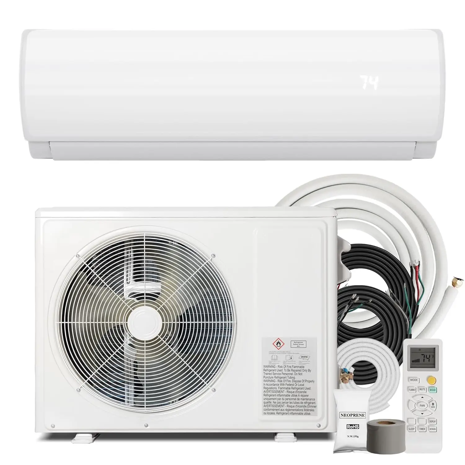 12000BTU Mini Split Air Conditioner Heat Pump, 19 SEER2 Inverter Compressor AC Unit Cools Rooms up to 750 Sq. Ft, 230V, Custom
12000BTU Mini Split Air Conditioner Heat Pump, 19 SEER2 Inverter Compressor AC Unit Cools Rooms up to 750 Sq. Ft, 230V, Custom