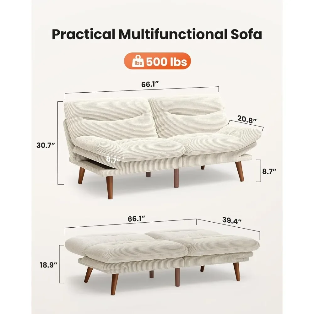 Futon Sofa Bed, 3-in-1 Futon Couch w/Adjustable Backrest & Armrests, Corduroy Convertible Sofa Bed, Folding Sleeper Recliner
Futon Sofa Bed, 3-in-1 Futon Couch w/Adjustable Backrest & Armrests, Corduroy Convertible Sofa Bed, Folding Sleeper Recliner