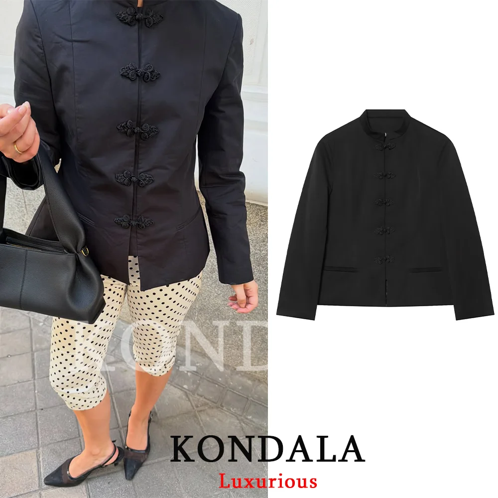 KONDALA Casual Chic Black Chinese Button Blazer Women Long Sleeve Straight Jacket Fashion 2026 Spring Summer Office Lady Outwear
KONDALA Casual Chic Black Chinese Button Blazer Women Long Sleeve Straight Jacket Fashion 2026 Spring Summer Office Lady Outwear
