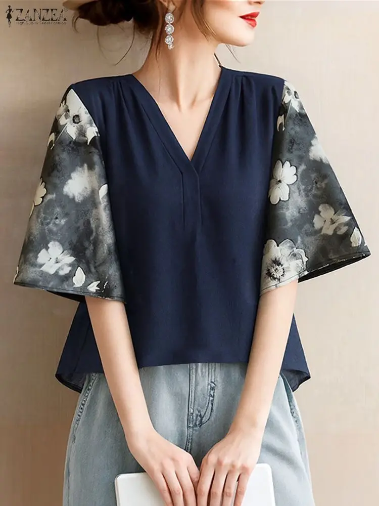 ZANZEA Elegant Chic Floral Print Patchwork Blouses Women Casual Half Sleeve V-Neck Short Tops Korean Fashion Woman Clothes S-3XL
ZANZEA Elegant Chic Floral Print Patchwork Blouses Women Casual Half Sleeve V-Neck Short Tops Korean Fashion Woman Clothes S-3XL
