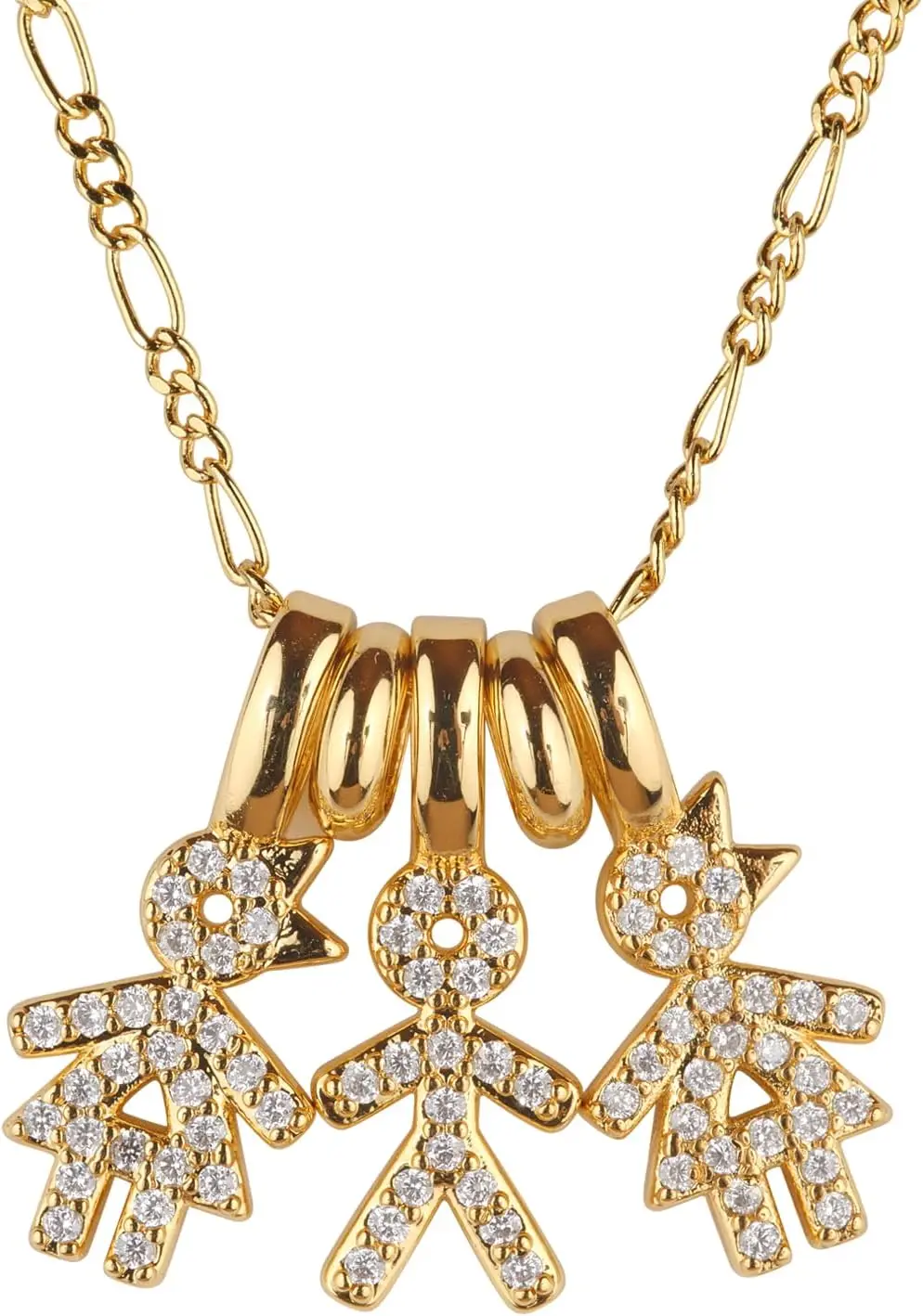 Personalized Women's and Children's Necklace, 14K Gold Plated and Cubic Zirconia, Chain and Charms –
Personalized Women's and Children's Necklace, 14K Gold Plated and Cubic Zirconia, Chain and Charms –