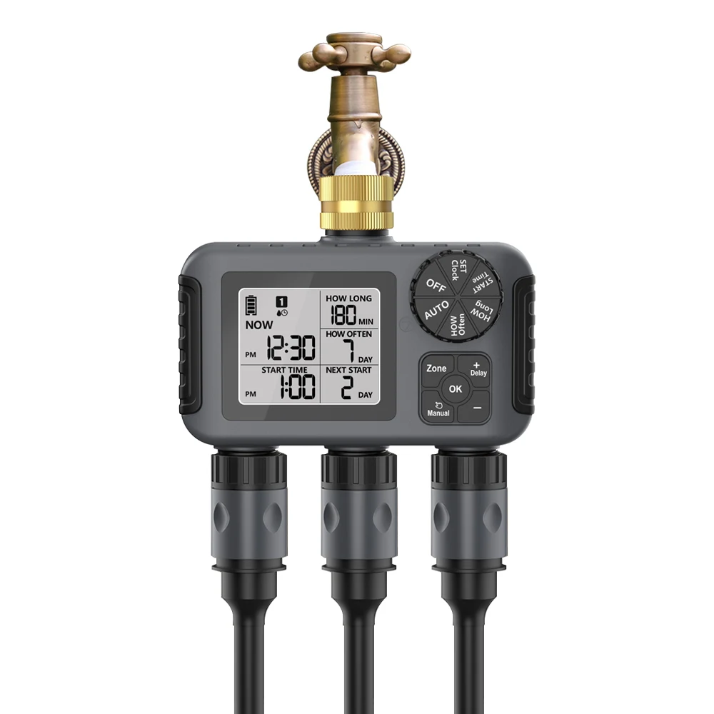 Hot Sales High Quality Waterproof Simple Setup Easy to Install Long Battery Life 3-ZONE Digital Water Timer
Hot Sales High Quality Waterproof Simple Setup Easy to Install Long Battery Life 3-ZONE Digital Water Timer