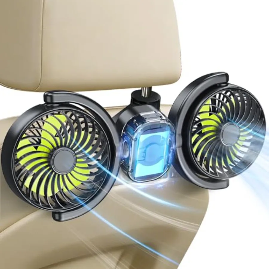 Rechargeable Car Fan for Backseat,Battery and USB Dual Power Car Fans, Independent Control 360°Adjustable Dual Head Car Seat Fa
Rechargeable Car Fan for Backseat,Battery and USB Dual Power Car Fans, Independent Control 360°Adjustable Dual Head Car Seat Fa