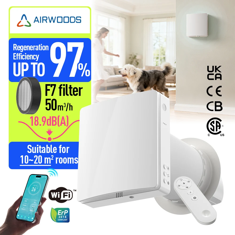 Airwoods Decentralized Heat Recovery Ventilator Smart Small HRV ERV WithCo2 Humidity Sensor Wfi Control ERV Exchanger
Airwoods Decentralized Heat Recovery Ventilator Smart Small HRV ERV WithCo2 Humidity Sensor Wfi Control ERV Exchanger