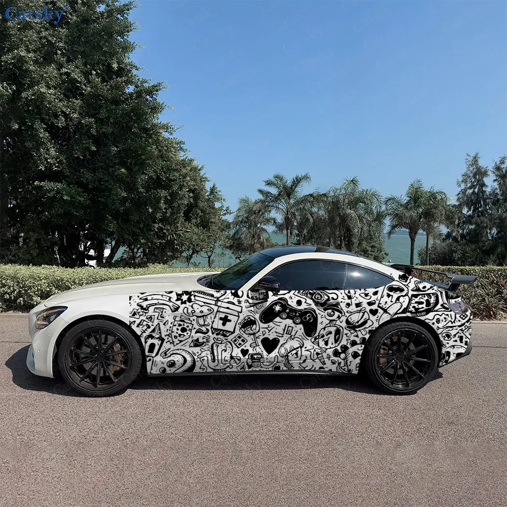 2pcs Black & White Fun Cartoon Car Side Wraps, Self-Adhesive PVC Waterproof & Scratch-Resistant Stickers, Car Accessory Gift
2pcs Black & White Fun Cartoon Car Side Wraps, Self-Adhesive PVC Waterproof & Scratch-Resistant Stickers, Car Accessory Gift