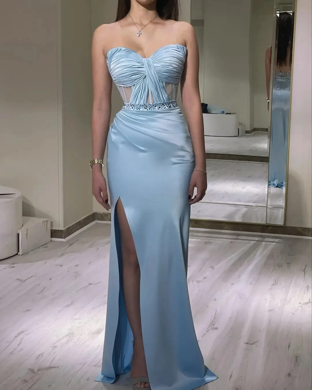 Sweetheart Evening Dress Beads Sleeveless Mermaid Saudi Arabia Women Prom Dresses Side Slit Formal Occasion Party Dress 2024
Sweetheart Evening Dress Beads Sleeveless Mermaid Saudi Arabia Women Prom Dresses Side Slit Formal Occasion Party Dress 2024