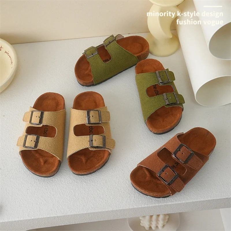 Children Slipper Boys Hook-loop Open Toe Casual Shoes Girls Metal Button Soft Sole Cork Slippers Size 22-32
Children Slipper Boys Hook-loop Open Toe Casual Shoes Girls Metal Button Soft Sole Cork Slippers Size 22-32