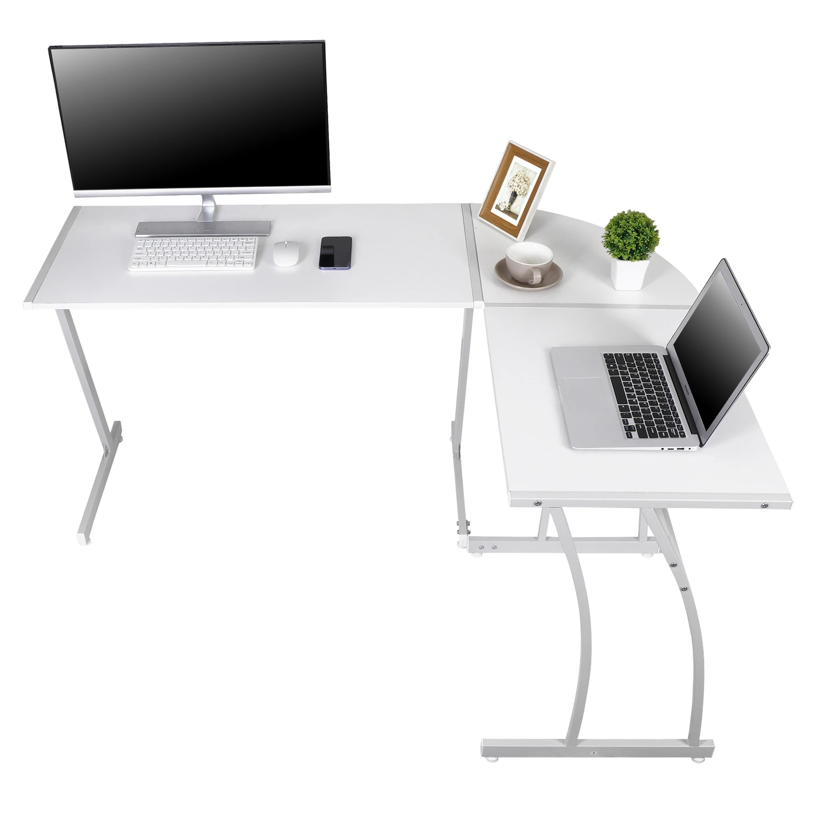 L Shaped Corner Desk White 58 Inch Gaming Computer Desk for PC Laptop Study Workstation Home Office Desk Large Surface
L Shaped Corner Desk White 58 Inch Gaming Computer Desk for PC Laptop Study Workstation Home Office Desk Large Surface