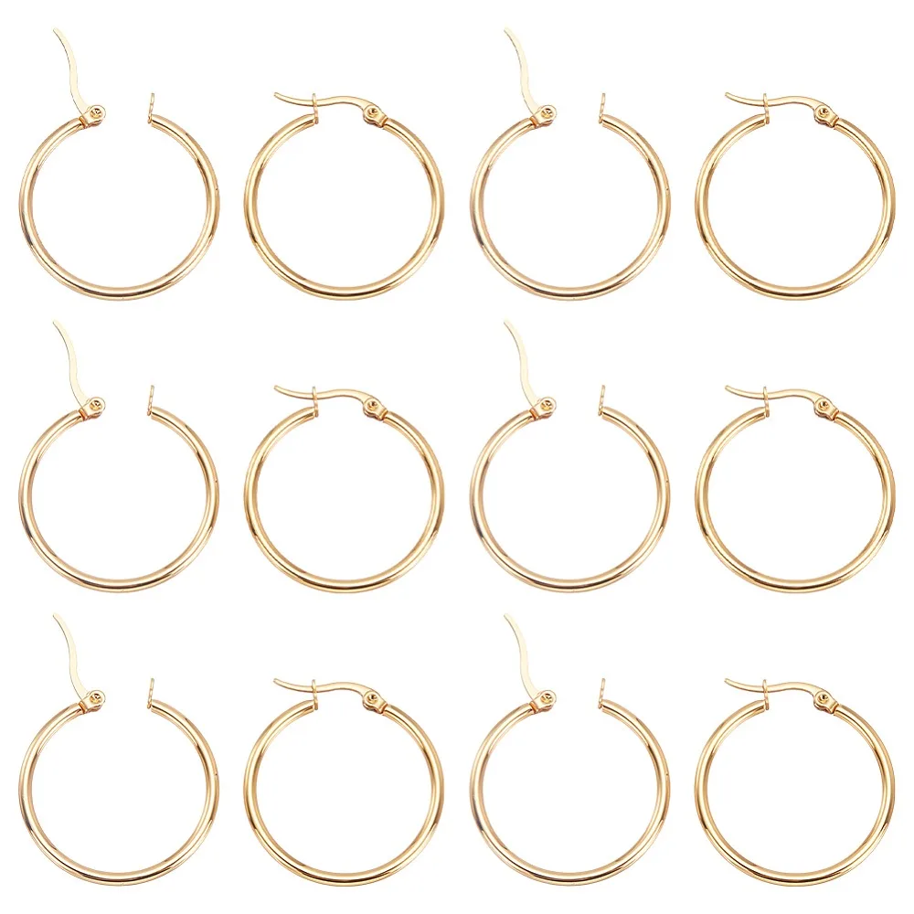 12 Pairs 201 Stainless Steel Hoop Earrings for Women with 304 Stainless Steel Pins Real 18K Gold Plated 29.5~30x2mm Pin: 0.6mm
12 Pairs 201 Stainless Steel Hoop Earrings for Women with 304 Stainless Steel Pins Real 18K Gold Plated 29.5~30x2mm Pin: 0.6mm