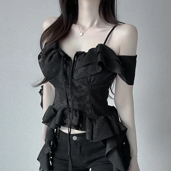 French Style Embroidered Lace Trim Belted Slimming Strap Women's Top Fashionable Chic Design Sensation Bubble Sleeve Short Sl...
French Style Embroidered Lace Trim Belted Slimming Strap Women's Top Fashionable Chic Design Sensation Bubble Sleeve Short Sl...