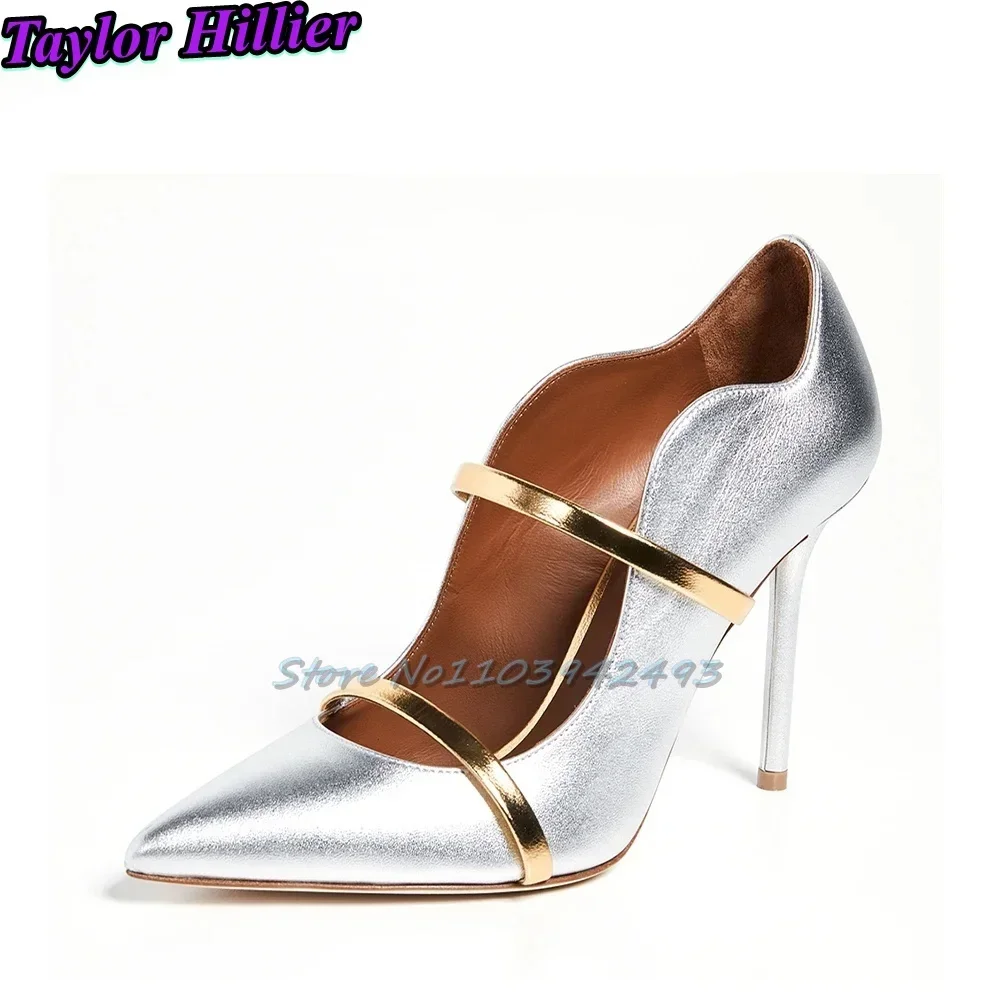 Sliver Gold Sandals Pointed Toe Shiny Pu Cover Heel Patchwork Mules Strappy Pull On Slip On High Heels Thin Heel Wedding Shoes
Sliver Gold Sandals Pointed Toe Shiny Pu Cover Heel Patchwork Mules Strappy Pull On Slip On High Heels Thin Heel Wedding Shoes