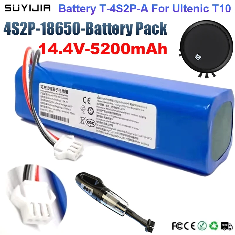 New 18650 14.4V Rechargeable Lithium-ion Battery Pack High Capacity 5200mAh T-4S2P-A for Ultenic T10 Robot Vacuum Cleaner
New 18650 14.4V Rechargeable Lithium-ion Battery Pack High Capacity 5200mAh T-4S2P-A for Ultenic T10 Robot Vacuum Cleaner