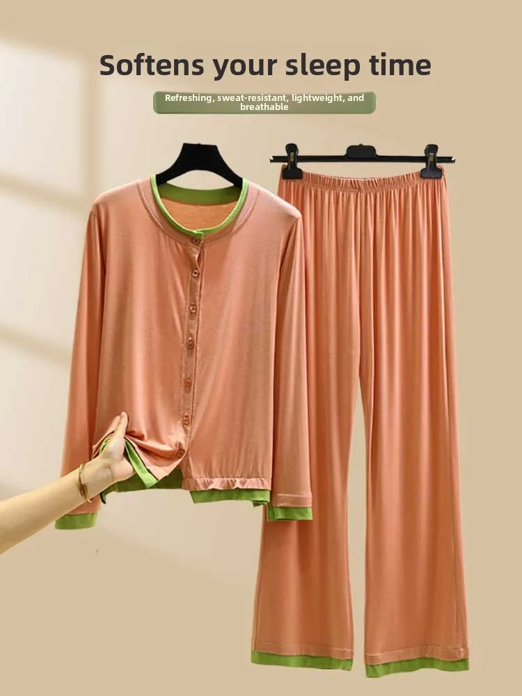 Loose Fit Modal Sleepwear Set with Buttoned Cardigan And Casual Pants Long Sleeve round Neck Home Clothes Suitable for Outdoo...
Loose Fit Modal Sleepwear Set with Buttoned Cardigan And Casual Pants Long Sleeve round Neck Home Clothes Suitable for Outdoo...