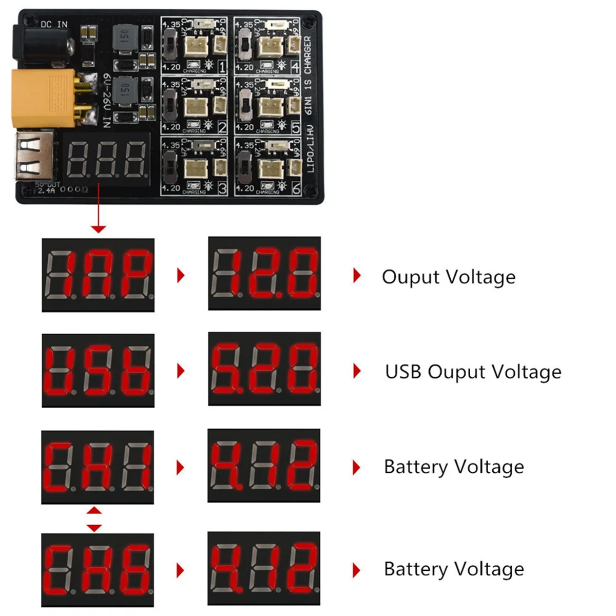 6-In-1 Charger Lipo LiHV Battery Charger Board for Tiny 6 7 QX65 Mobula7 Mobula 6 RC Quadcopter FPV Racing Drone HOT
6-In-1 Charger Lipo LiHV Battery Charger Board for Tiny 6 7 QX65 Mobula7 Mobula 6 RC Quadcopter FPV Racing Drone HOT