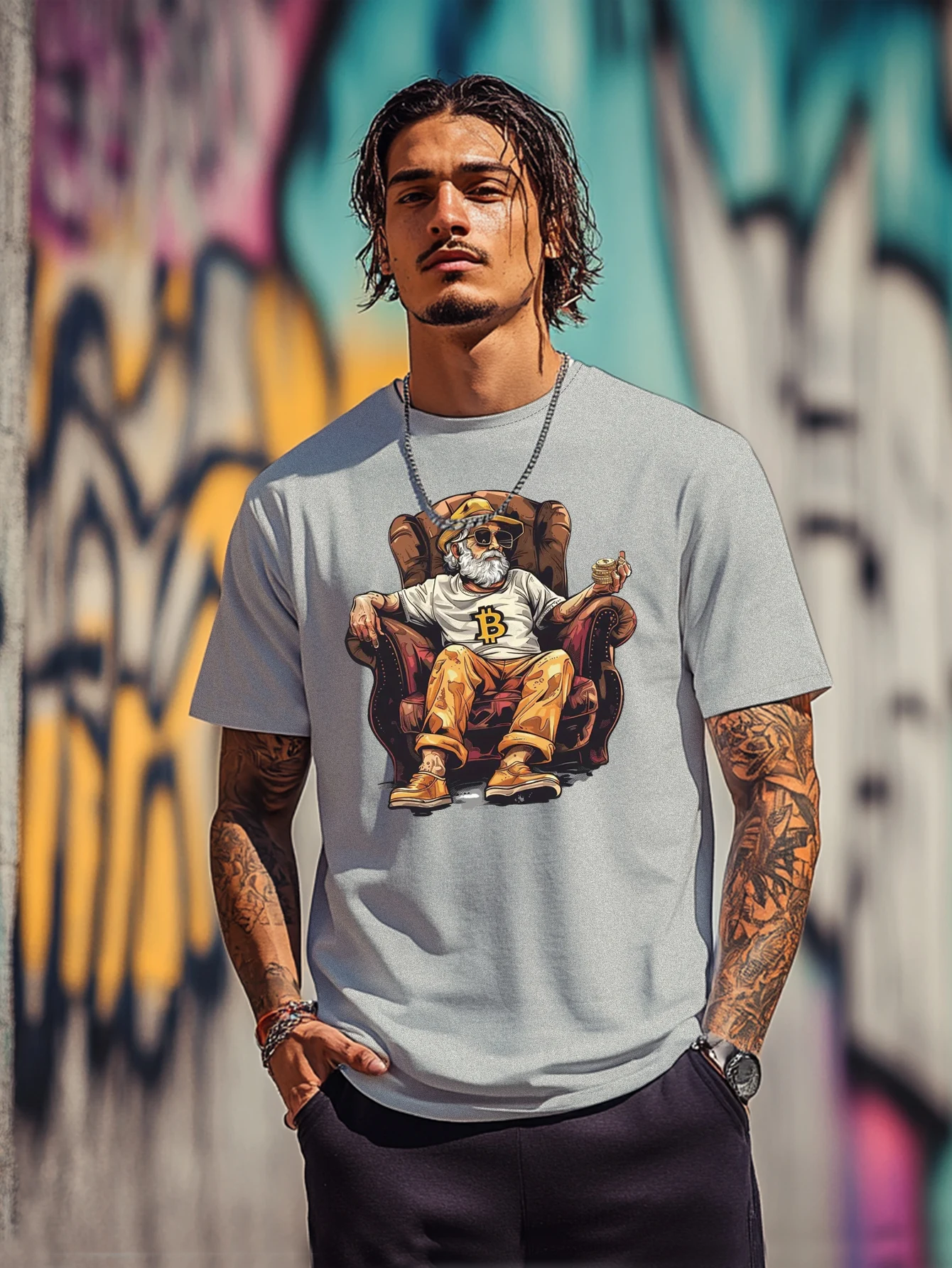 Big shot chairman pattern summer men's T-shirt printed comfortable casual summer round neck loose short sleeve stretchy top
Big shot chairman pattern summer men's T-shirt printed comfortable casual summer round neck loose short sleeve stretchy top