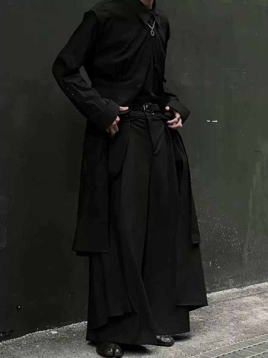 Unisex Windbreaker Shirt Dress with Waist-Cinching Design Medium-Length Coat Style Dark Double-Layer Kendo Pants Skirt
Unisex Windbreaker Shirt Dress with Waist-Cinching Design Medium-Length Coat Style Dark Double-Layer Kendo Pants Skirt