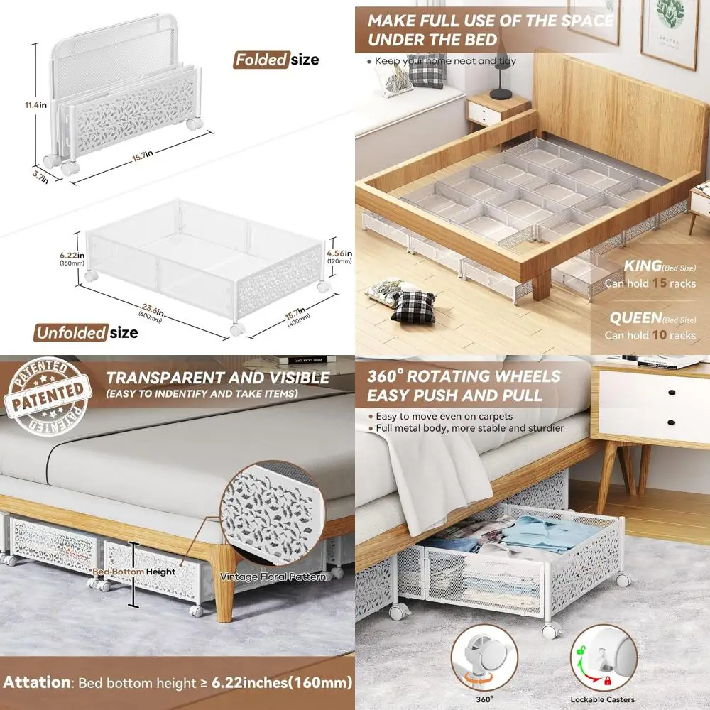 Wheeled Under Bed Storage Boxes for Shoes, Clothes, and Blankets - 4 Pack
Wheeled Under Bed Storage Boxes for Shoes, Clothes, and Blankets - 4 Pack