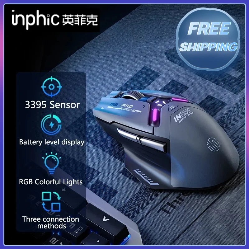 Игровая мышь INPHIC IN9 PRO с тремя режимами, перезаряжаемая, длительный срок службы батареи на 120 часов PAW3395, 26000 точек на дюйм, эргономичный дизайн, RGB
Игровая мышь INPHIC IN9 PRO с тремя режимами, перезаряжаемая, длительный срок службы батареи на 120 часов PAW3395, 26000 точек на дюйм, эргономичный дизайн, RGB