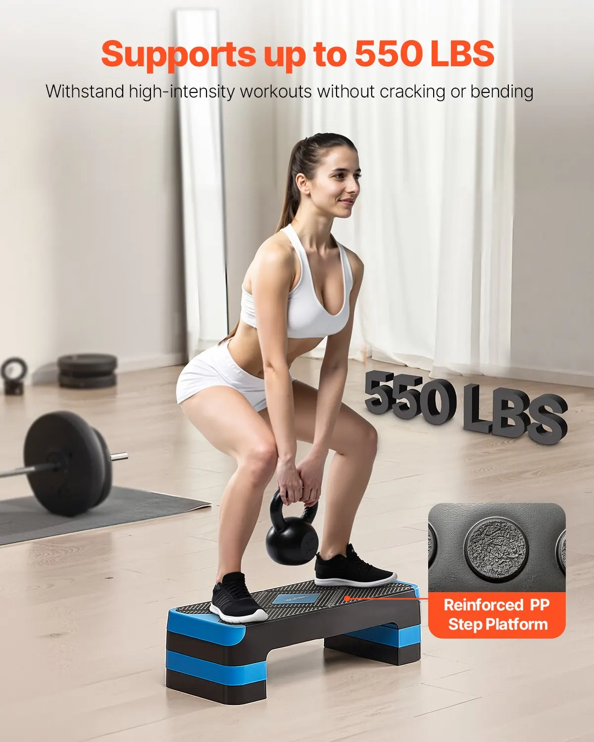 Aerobic Exercise Step Platform, 28-Inch Workout Aerobic Stepper, Height Adjustable Fitness Training Step Deck Trainer With 4 Risers, Non-Slip Surface Bench For Home Gym Cardio Strength, Blue
Aerobic Exercise Step Platform, 28-Inch Workout Aerobic Stepper, Height Adjustable Fitness Training Step Deck Trainer With 4 Risers, Non-Slip Surface Bench For Home Gym Cardio Strength, Blue