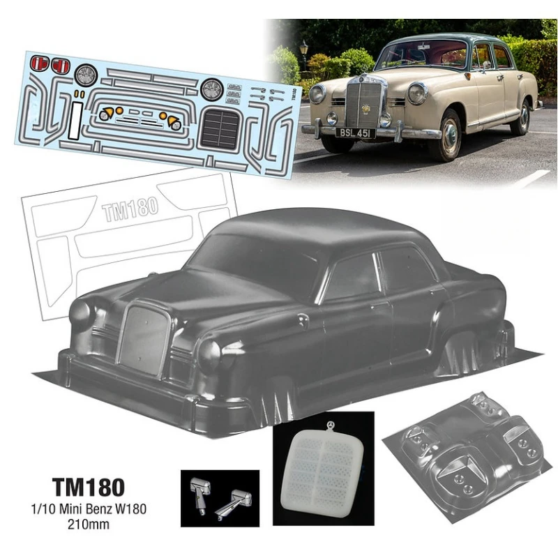 TM180 1/10 Mini Benz W180 M Body 210 мм с белками + легкие пряжки и световые наклейки
TM180 1/10 Mini Benz W180 M Body 210 мм с белками + легкие пряжки и световые наклейки
